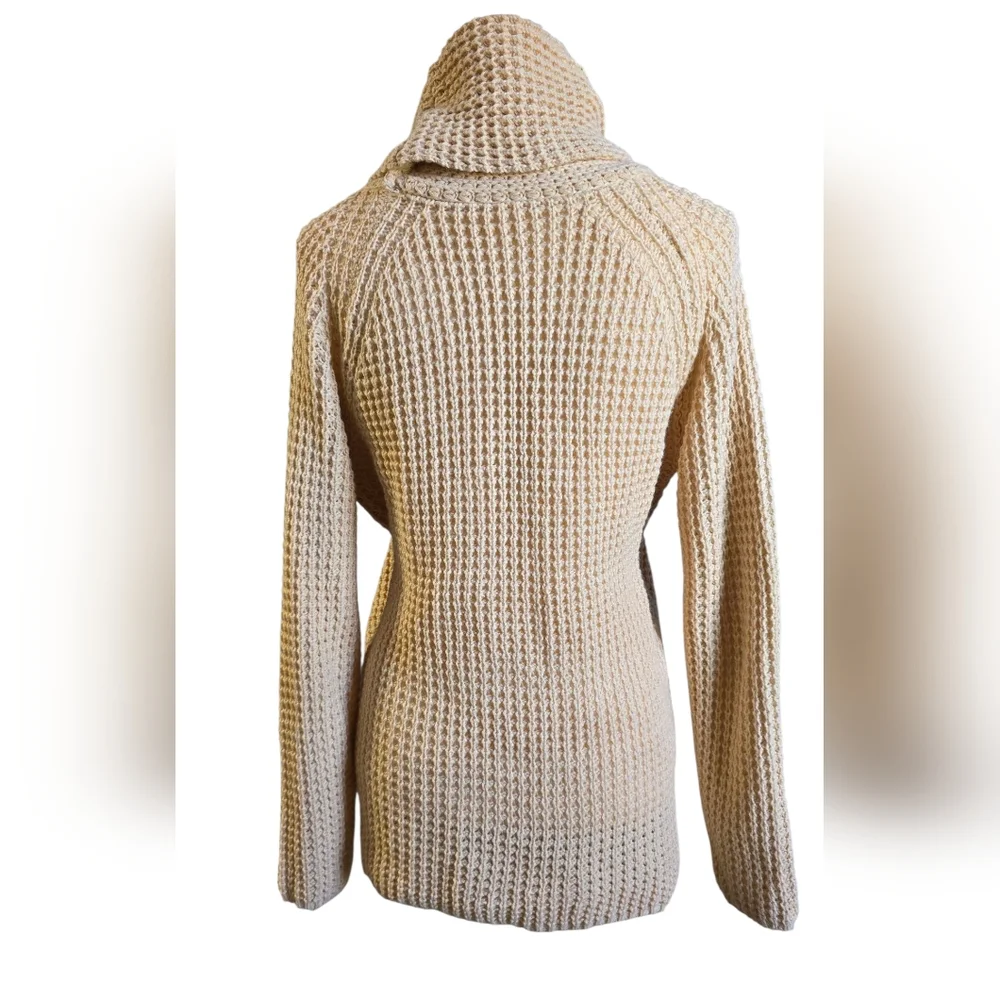 Elegant Tan Asymmetrical Buttoned Sweater